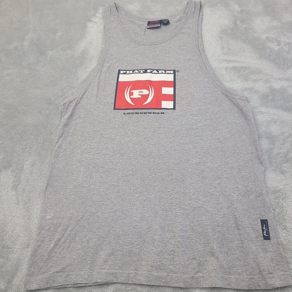 Phat Farm Mens Gray Mesh Loungewear Collection Sleeveless Embroidered Size Large